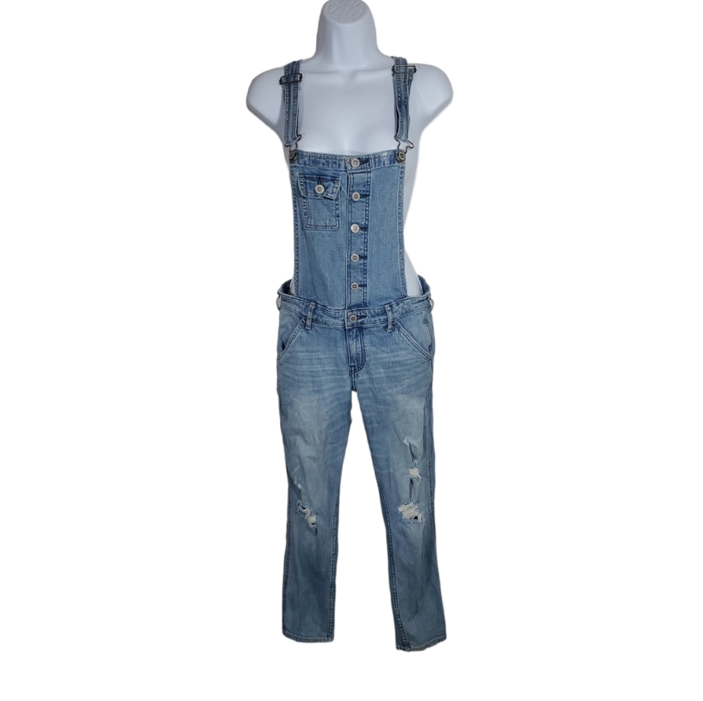 Hollister distessed Jean denim overalls